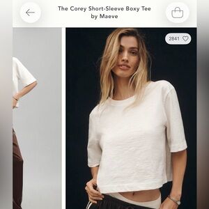 NWT! Anthropologie Corey short sleeve boxy tee by Maeve size M in white